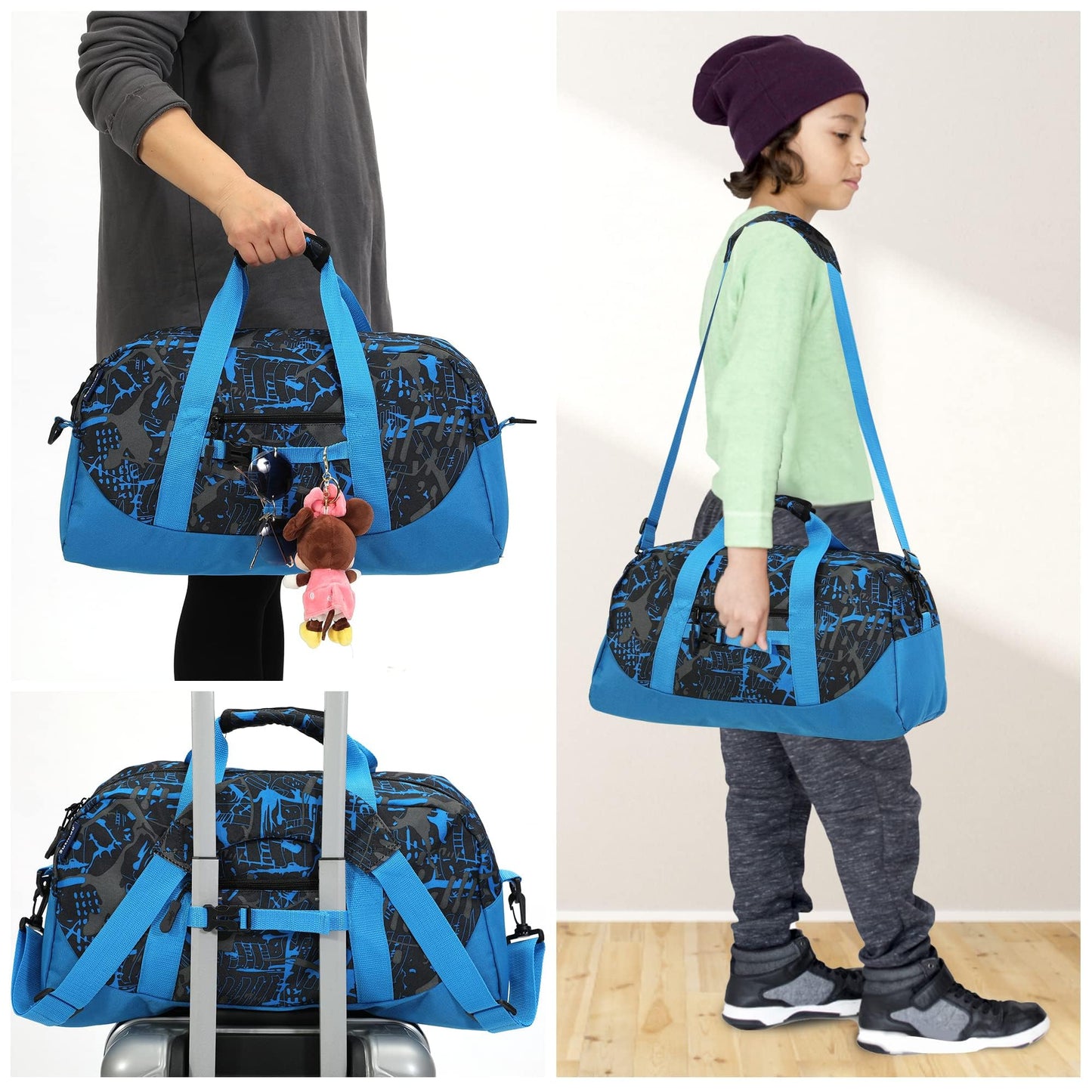 Stumdo Kids Overnighter Duffel Bags for kids, Carry-On Size & Ideal for School Practice or Overnight Travel Weekender Tote for Travel Gym Sport bag for Boys & Girls (11nbai)