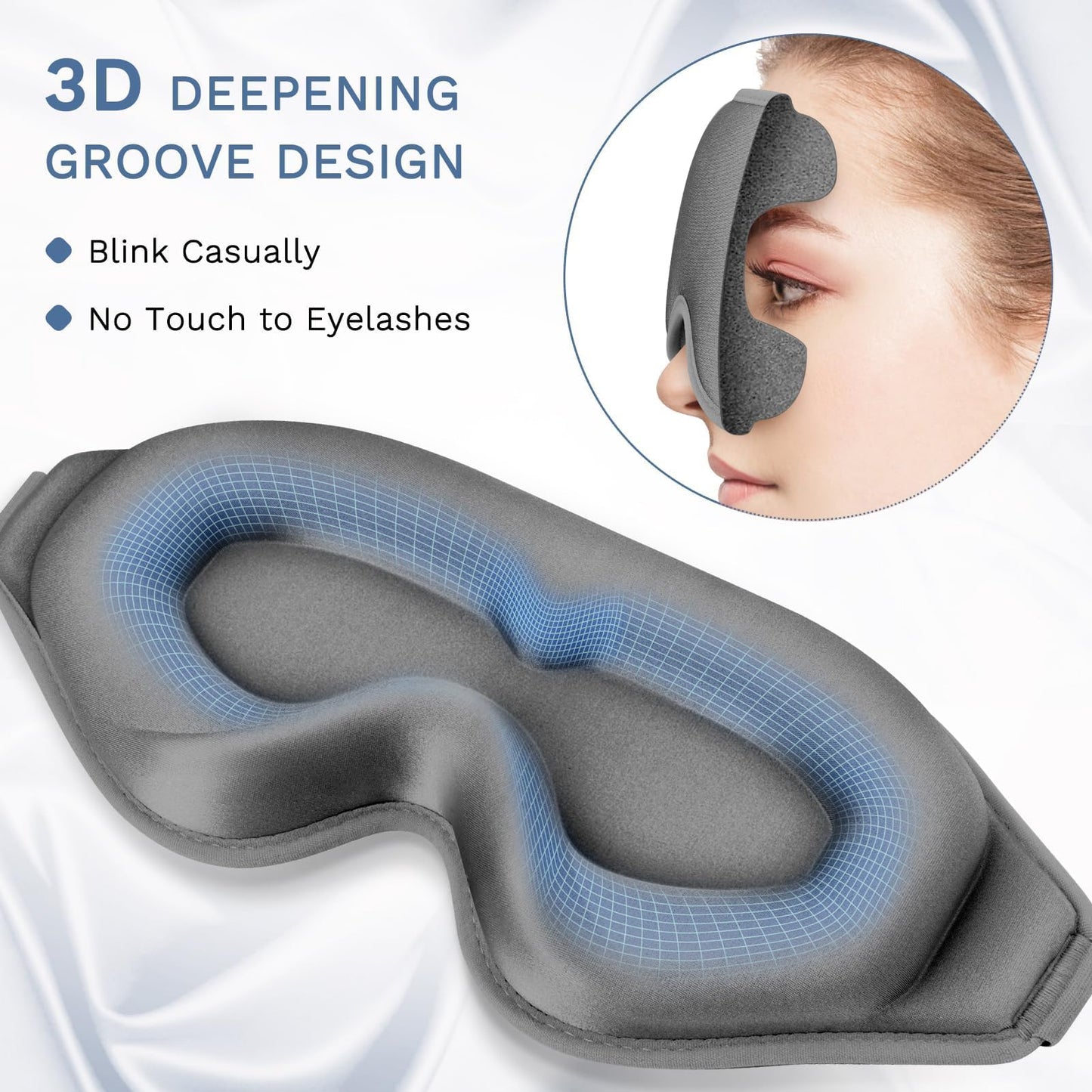 FlyCoco 3D Contoured Sleep Mask that Blocks 99% of Light (Grey)