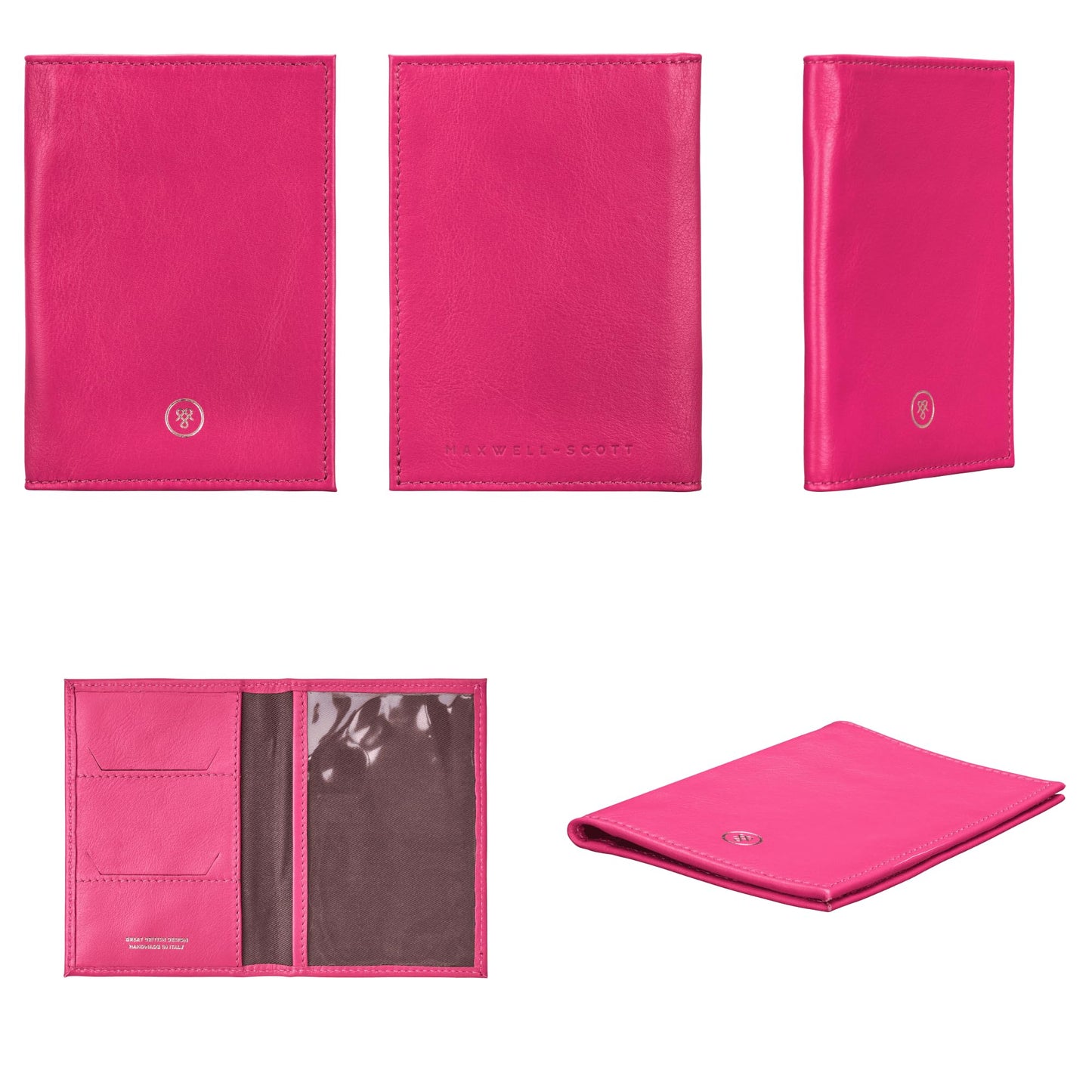 Maxwell Scott - Luxury Soft Leather Passport Holder Cover for Luxury Travel - Made in Italy - The Prato Nappa - Hot Pink