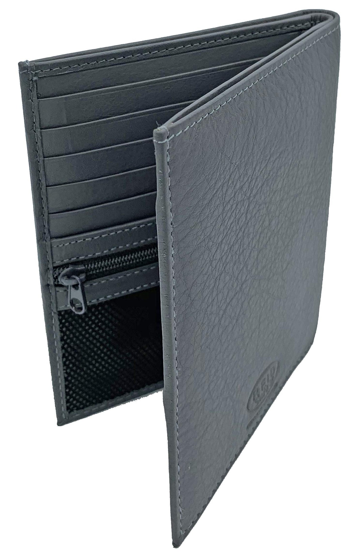 Leather RFID-Shielding Passport Holder and Wallet (Grey)