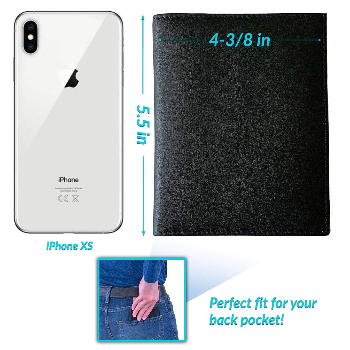 Leather RFID-Shielding Passport Holder and Wallet (Black)