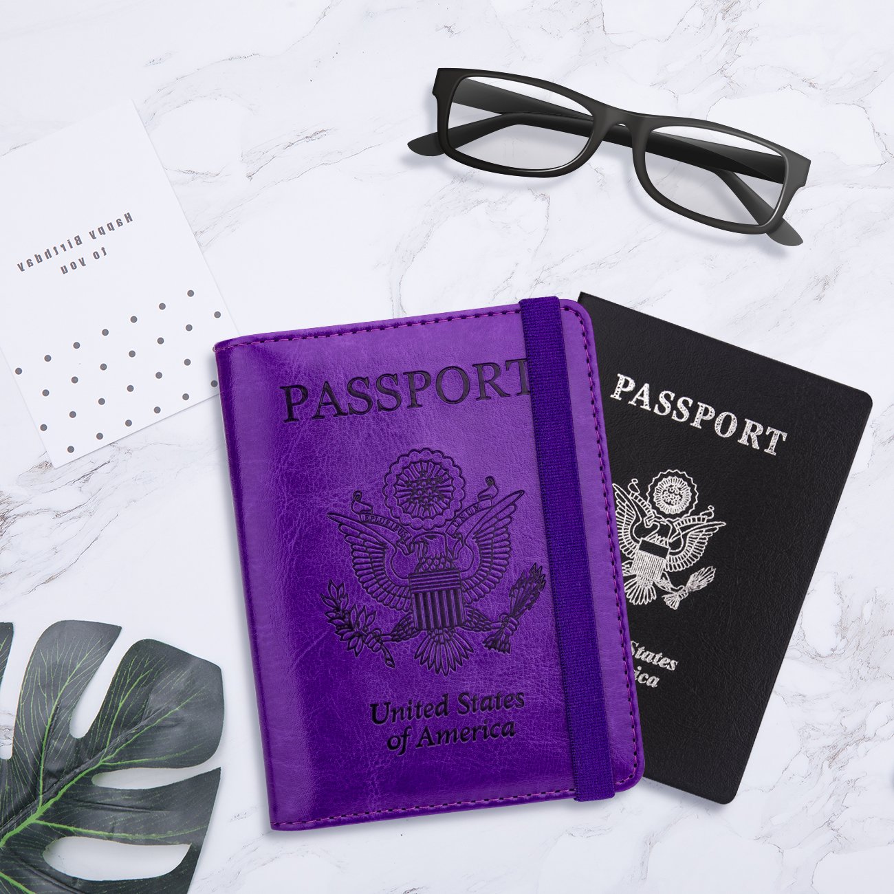 Travel Passport Wallet with RFID Shielding and Pen Slot (Purple)