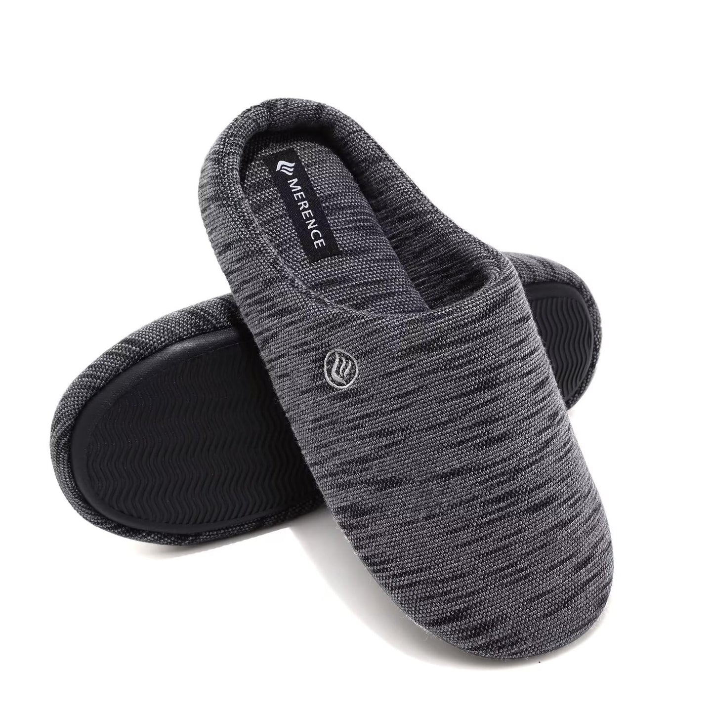 CIOR Unisex Men's and Women's Memory Foam Slippers Comfort Knitted Cotton-blend Closed Toe House Shoes Indoor Scuff -U118WMT002-T Gray-M-42.43