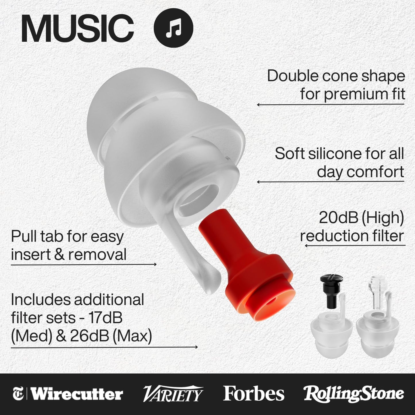 EARPEACE Music - High Fidelity Concert Ear Plugs - Ear Protection for Concerts, Musicians and Live Events with Loud Music - Reusable/Hypoallergenic Earplugs - Noise Reduction Up to 26dB