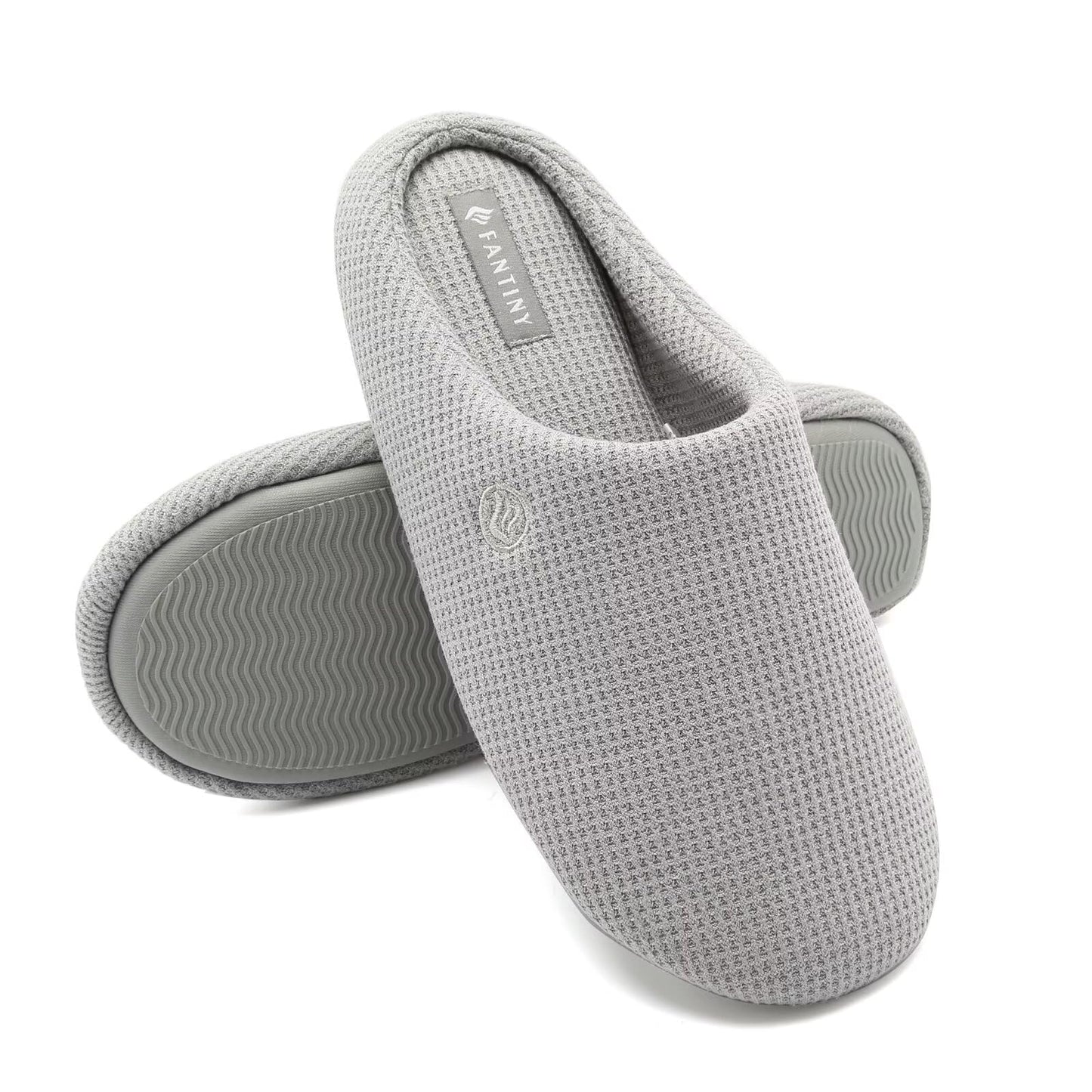 CIOR Unisex Men's and Women's Memory Foam Slippers Comfort Knitted Cotton-blend Closed Toe House Shoes Indoor Scuff -U118WMT002-22-lightgray-M-42.43