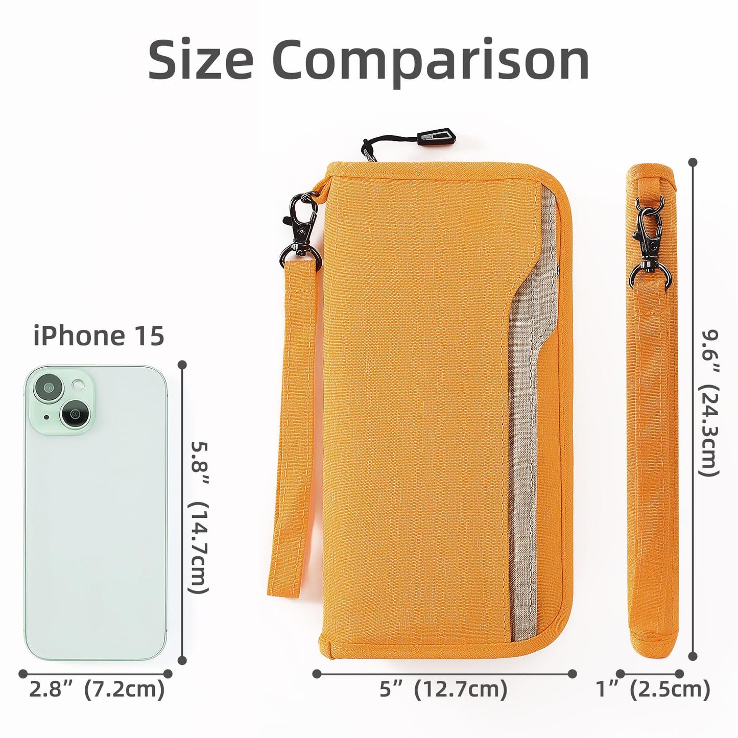 Zoppen Unisex Passport Holder with RFID Blocking, Lightweight, Spacious, Scan Proof, Yellow