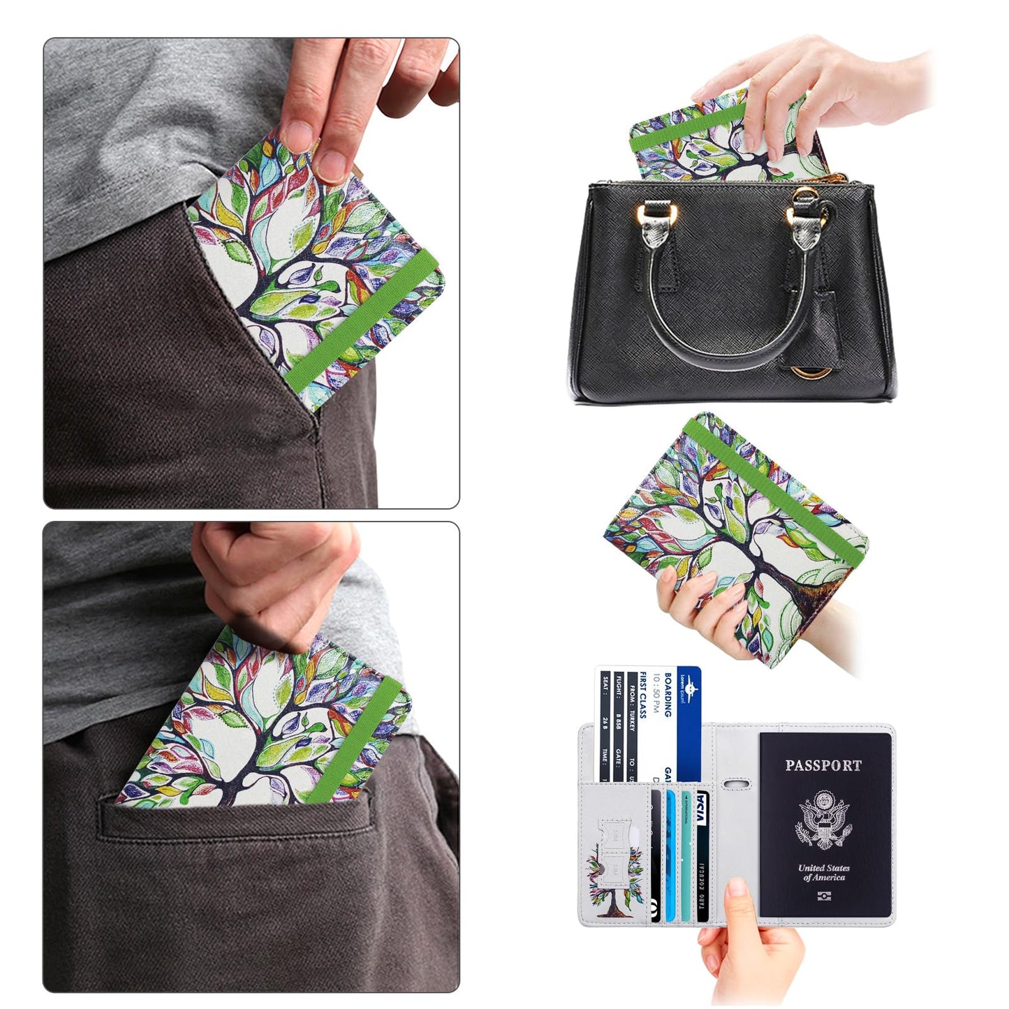 Travel Passport Wallet with RFID Shielding and Pen Slot (Lucky Trees)