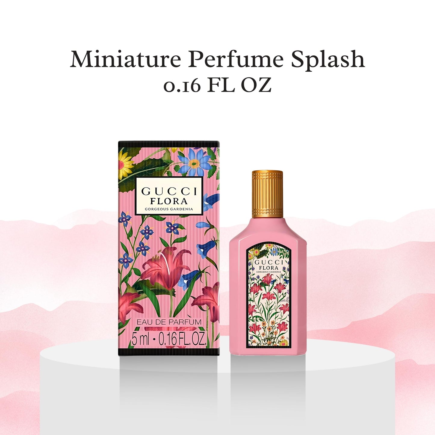 Gucci Flora Gorgeous Gardenia Perfume for Women EDP Mini Splash Top 0.16 Fl Oz