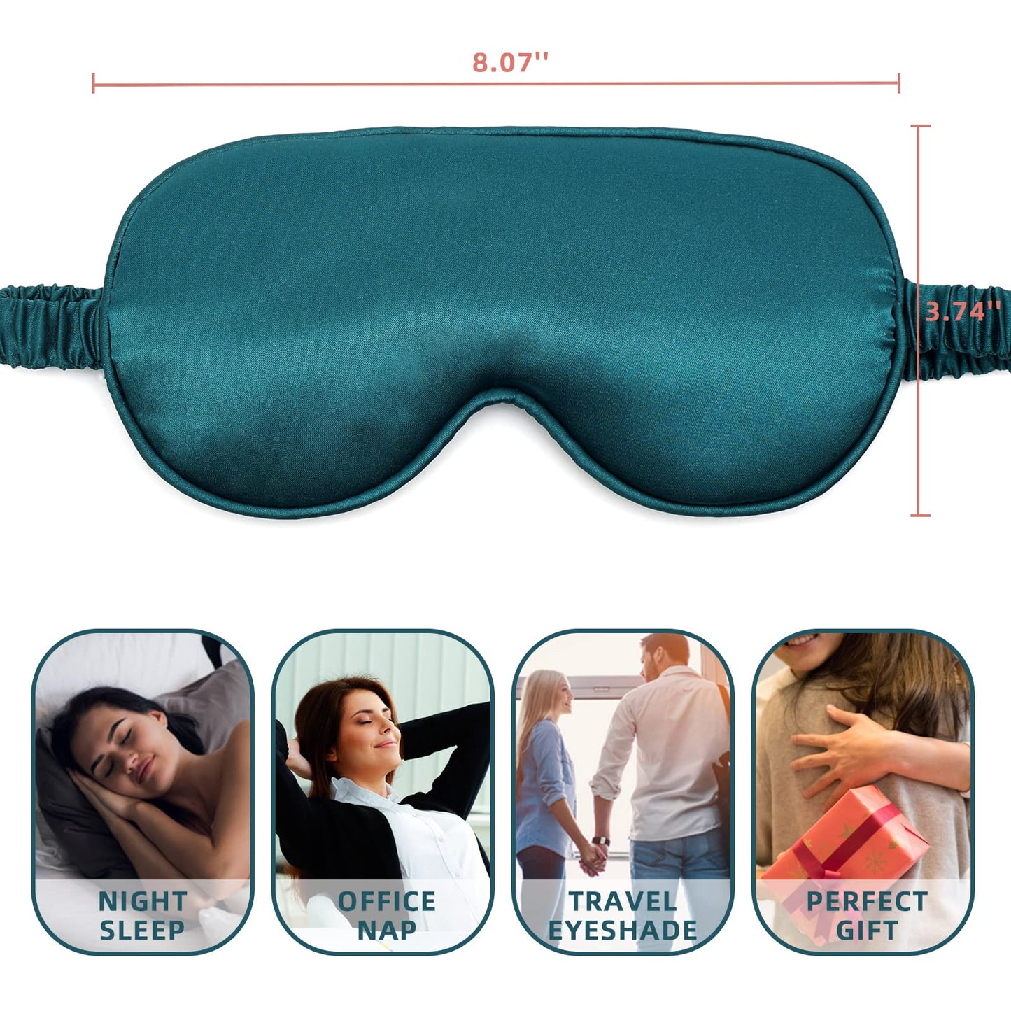 LERSVICVIL 2 Pack Sleep Masks Silky Soft Satin Eye Mask Cover for Women Men Effective Shading Blindfold for Sleeping with Elastic Strap