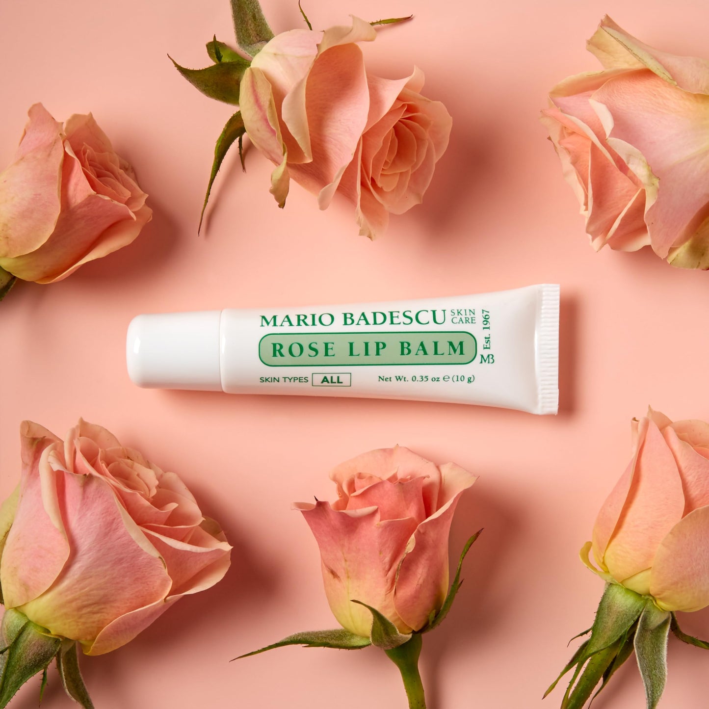 Mario Badescu Moisturizing Rose Lip Balm for Dry Cracked Lips, Infused with Coconut Oil and Shea Butter, Ultra-Nourishing Care for Soft, Smooth, and Supple Feel, 0.35 Oz