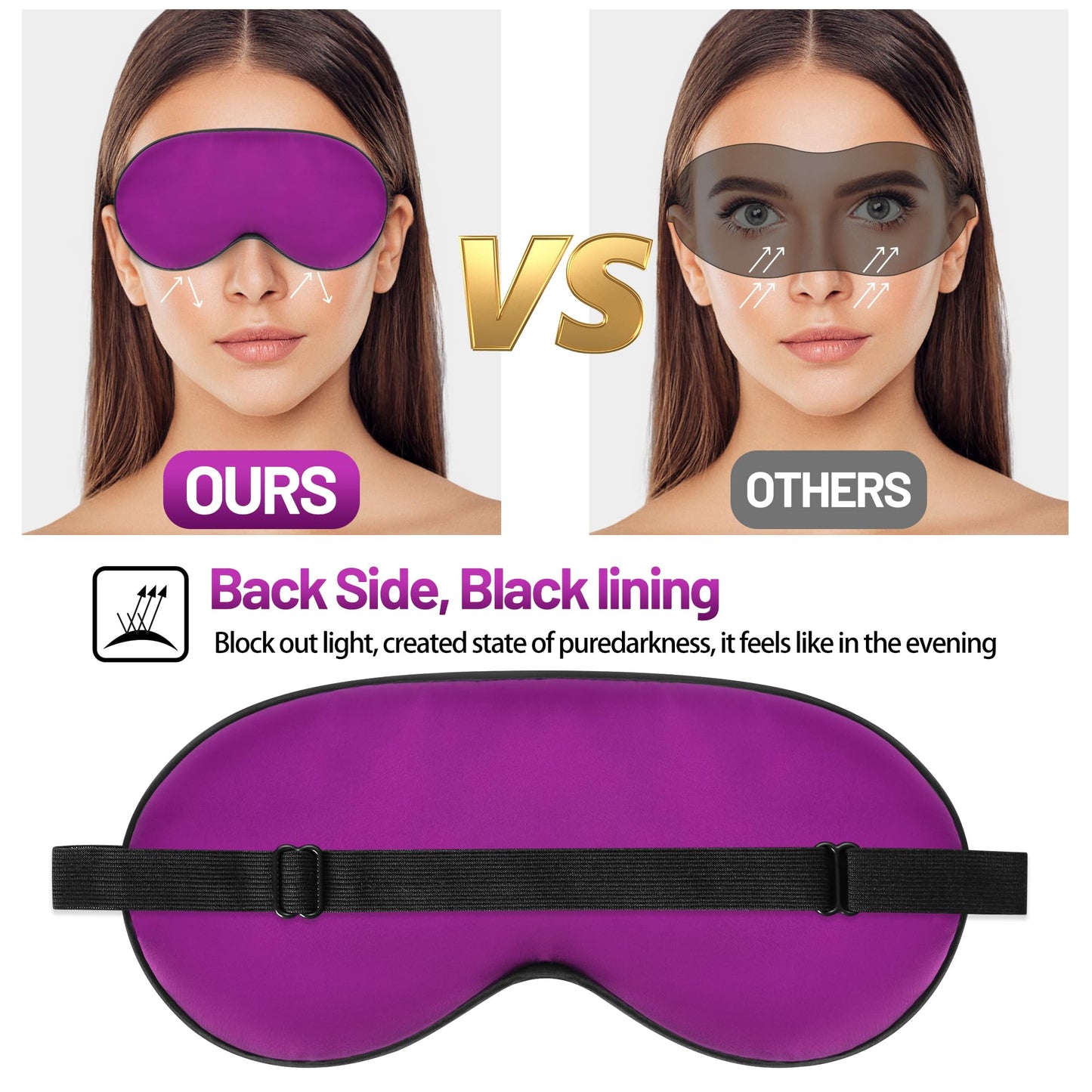 Sleep Mask, Silk Eye Mask for Sleeping with Adjustable Strap, Blindfold Eyeshade for Men & Women, Comfortable & Soft Eye Cover Eyeshade for Night Sleep (Purple)