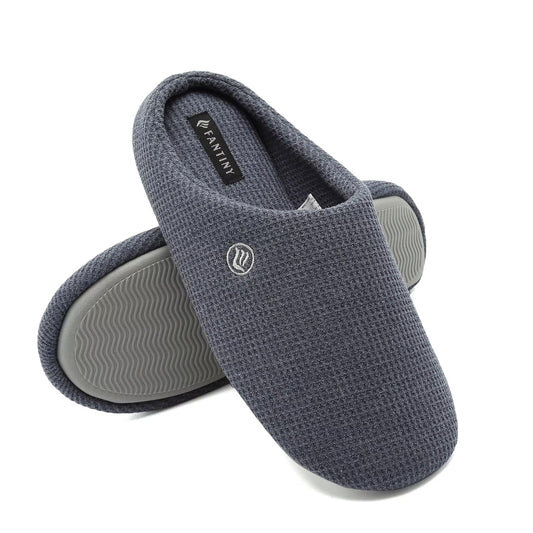 CIOR Unisex Men's and Women's Memory Foam Slippers Comfort Knitted Cotton-blend Closed Toe House Shoes Indoor Scuff -U118WMT002-13-blue-M-42.43