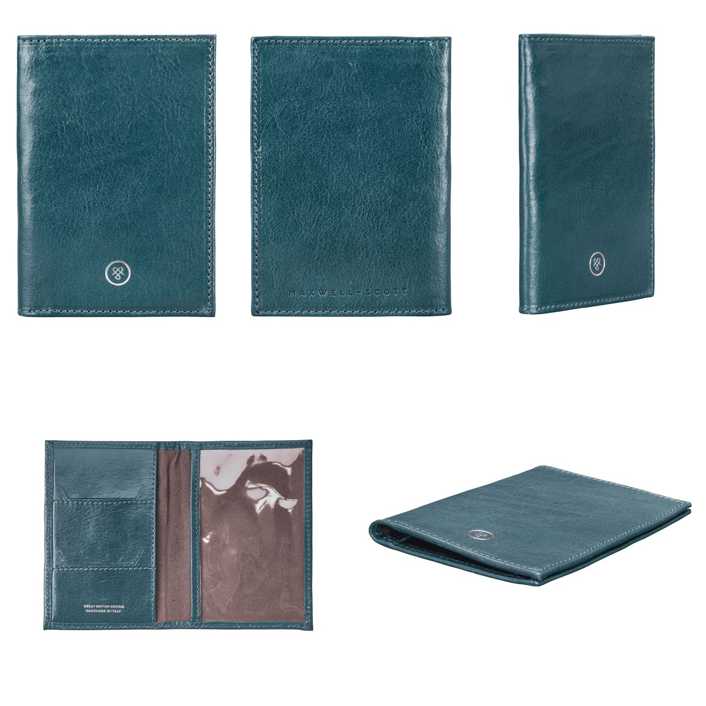 Maxwell Scott - Luxury Leather Passport Holder Cover for Luxury Travel - Made from Full Grain Hides - The Prato Petrol Blue