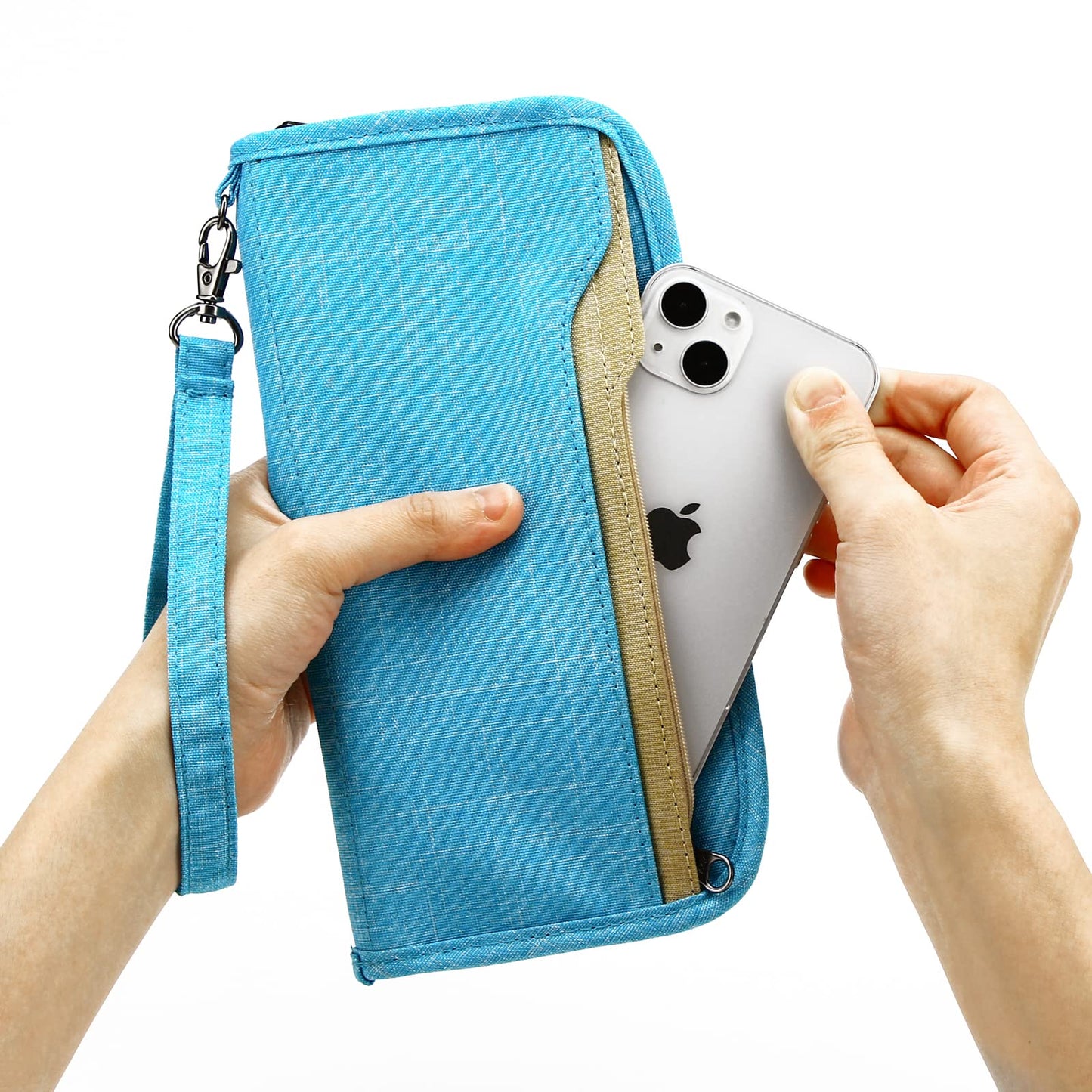 ZOPPEN Passport Wallet, Nylon Material, Includes Card Holders, RFID-Blocking, Lightweight, Cyan Color, Unisex