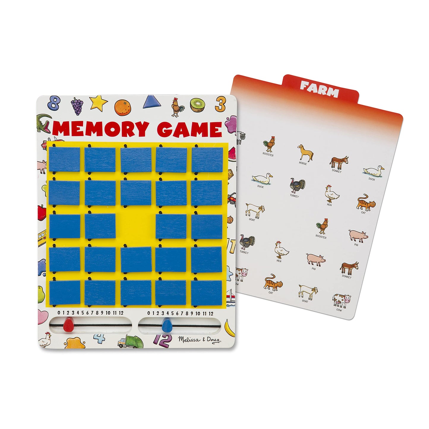 Melissa & Doug Flip to Win Travel Memory Game - Wooden Game Board, 7 Double-Sided Cards Road Trip Essentials For Kids, Hangman For Kids, Memory Toy For Toddlers And 5+