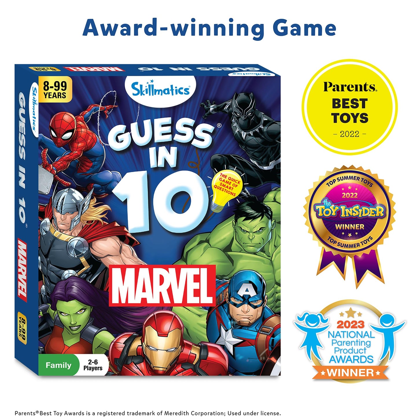 Skillmatics Card Game - Guess in 10 Marvel, Perfect for Boys, Girls, Teens, Adults Who Love Avengers, Spiderman, Iron Man, Travel Game, Gifts for Ages 8, 9, 10 and Up