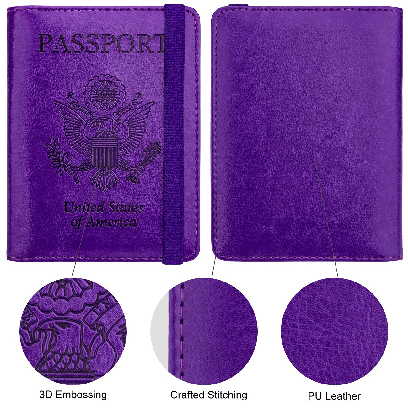 Travel Passport Wallet with RFID Shielding and Pen Slot (Purple)