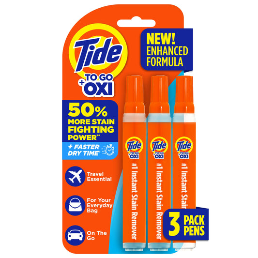 Tide Pen Stain Remover for Clothes, Tide To Go Pen, Instant Stain Remover Pen & Spot Cleaner, Portable & Travel-Friendly, Works on Food & Drink Stains, Fits in Purses & Bags, 3 Count (Pack of 1)