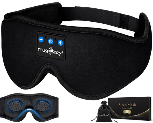 MUSICOZY 3D Bluetooth Sleep Mask with Headphones, Wireless Music Sleep Headband Eye Mask for Side Sleepers, Men, Women, and Mom, Ideal for Sleeping, Travel, Meditation, Cool Tech Gifts