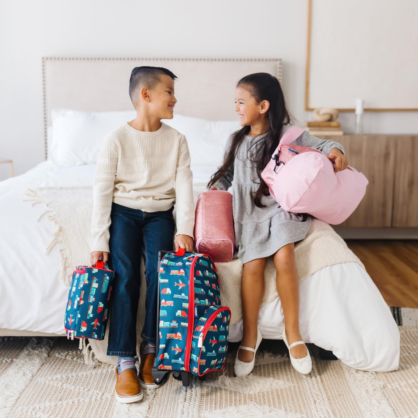 Wildkin Kids Roller Bag for Boys and Girls, Carry on Luggage Size is Perfect for School and Overnight Travel, Measures 16 x 12 x 6 Inches (Heroes)