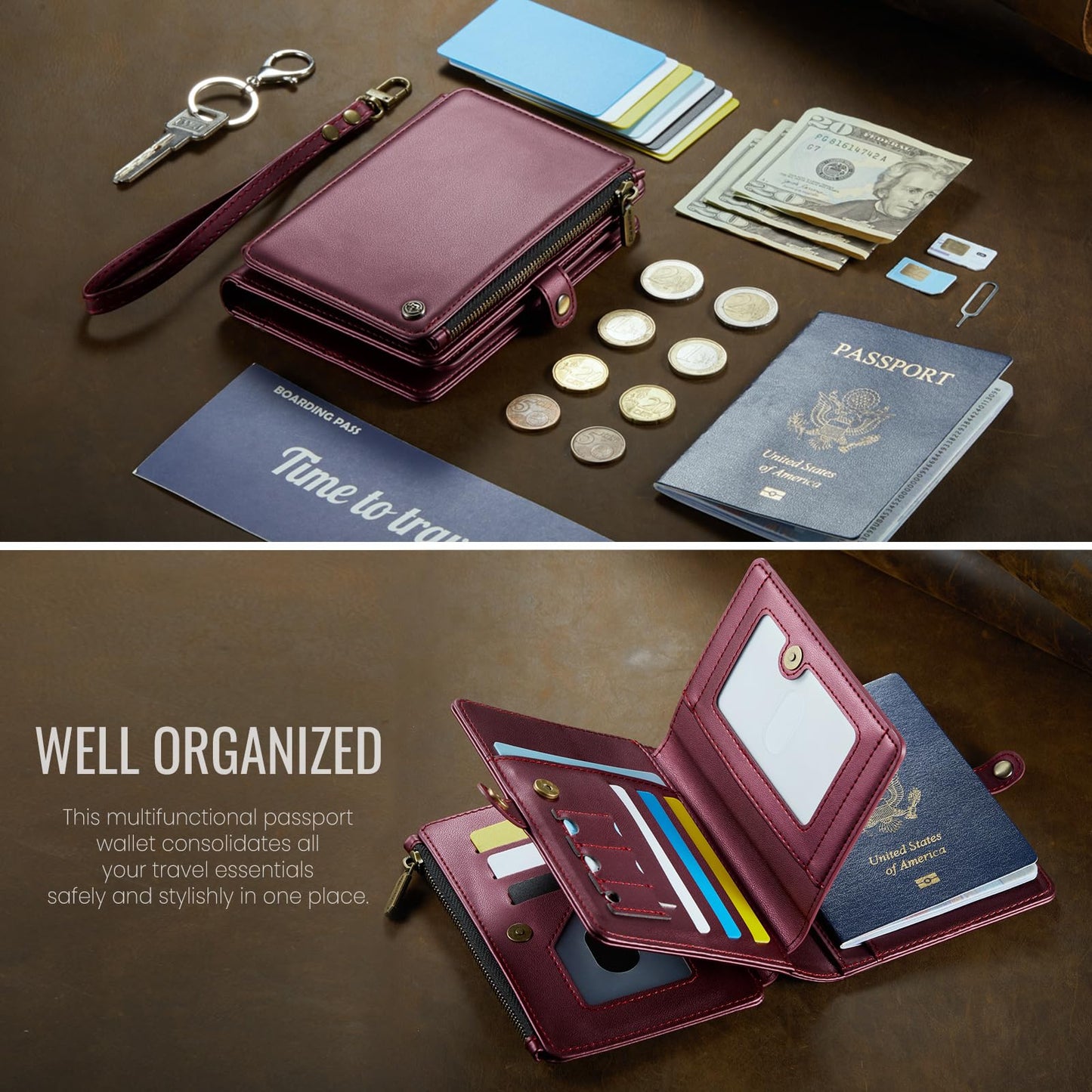 ASAPDOS Passport Holder Wallet Case Wallet for Men Women Purple