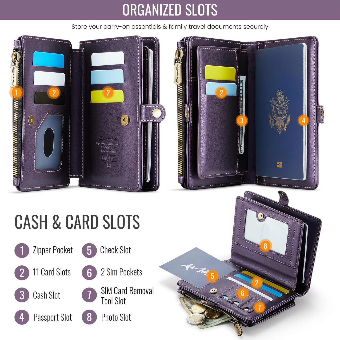ASAPDOS Passport Holder Wallet Case Wallet for Men Women Purple