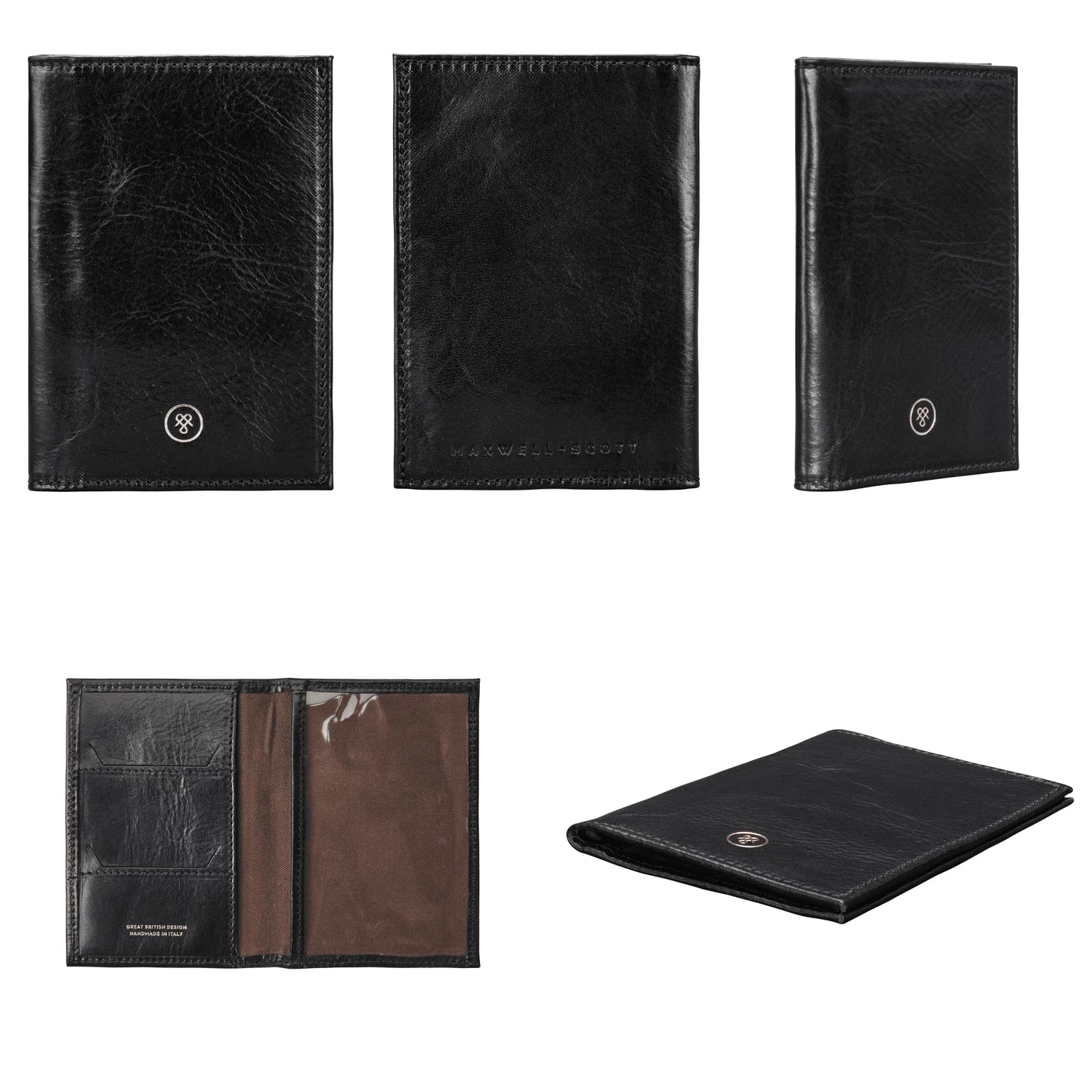 Maxwell Scott - Luxury Leather Passport Holder Cover for Luxury Travel - Made from Full Grain Hides - The Prato Black