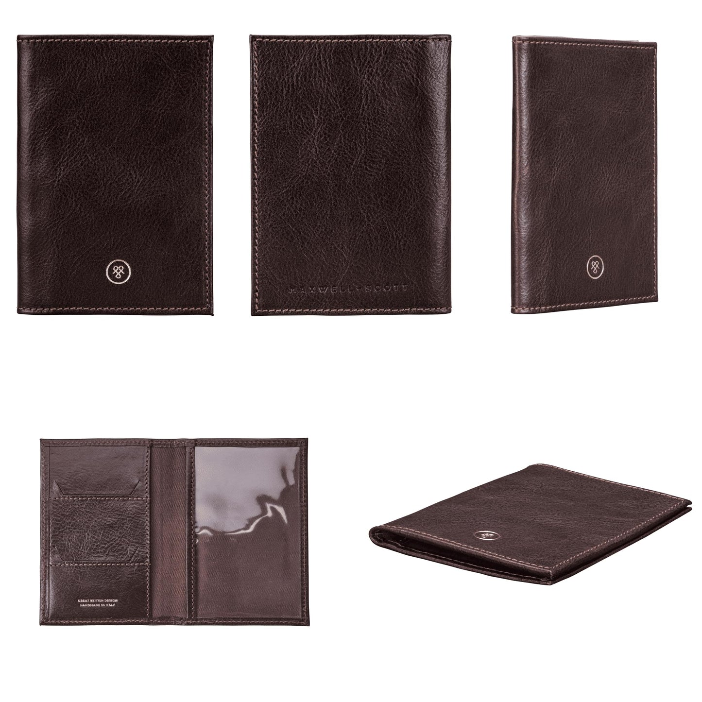 Maxwell Scott - Luxury Leather Passport Holder Cover for Luxury Travel - Made from Full Grain Hides - The Prato Dark Brown