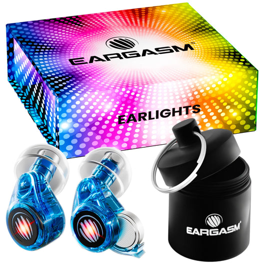 Eargasm Earlights Light Up High Fidelity LED Earplugs for Concerts, Festivals, Raves, Musicians, Sports Events, Live Entertainment for Safe Noise Reduction (Premium Gift Box Packaging)