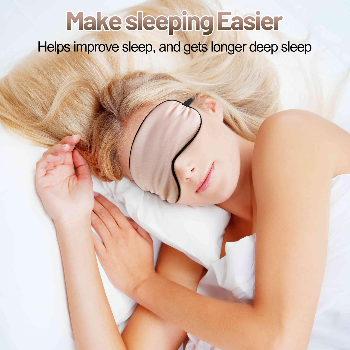 Silk Eye Sleep Mask Adjustable Strap, Comfortable & Soft Eye Mask Satin Eye Mask, Blindfold Eyeshade for Men & Women for A Full Night's Sleep (Pink)