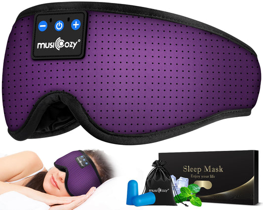 MUSICOZY Sleep Headphones Bluetooth Sleep Eye Mask for Sleeping Wireless Music Sleeping Headphones Headband Eye Mask Sleep Earbuds for Side Sleepers Men Women with Speakers Cool Tech Gadgets