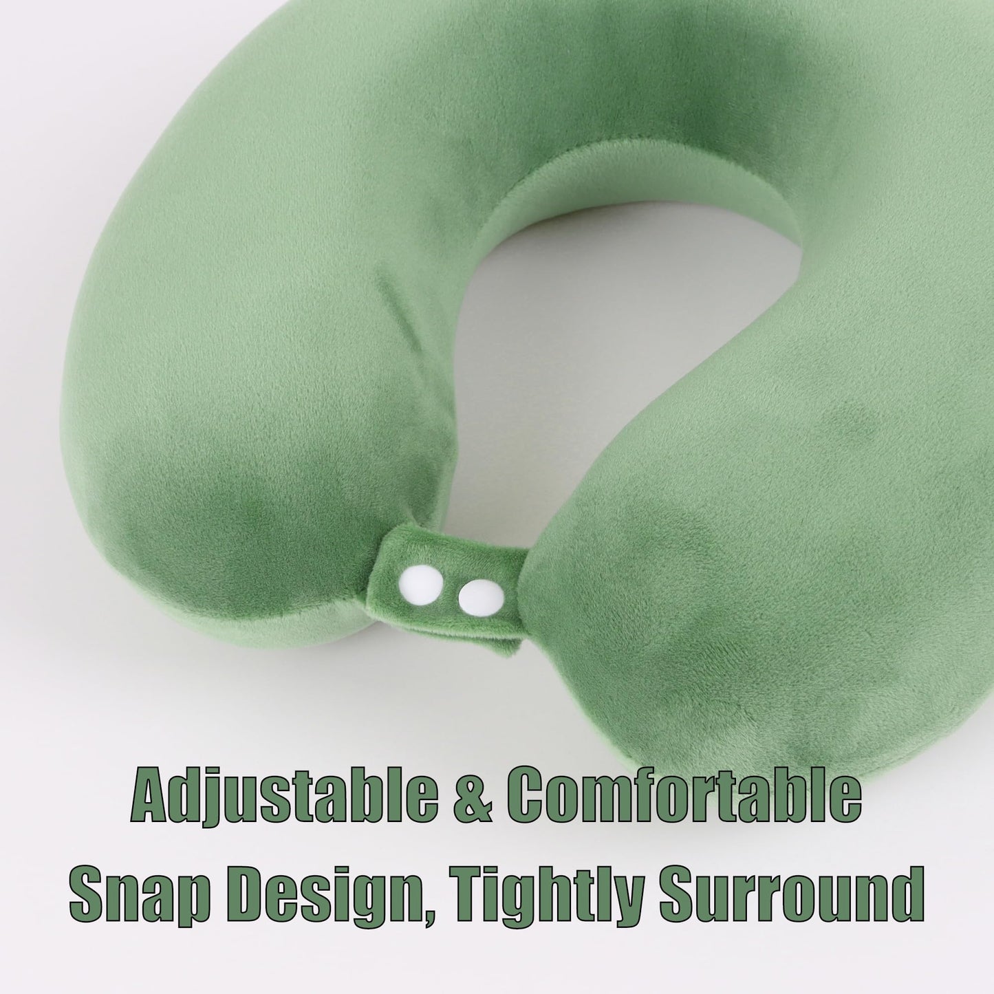 Sexysamba Pure Memory Foam Travel Pillow Set for Adults-Comfortable & Removable Machine Washable Cover, Neck Support Pillow Airplane Travel Kit with Eye Mask for Portable Plane Accessories-Green