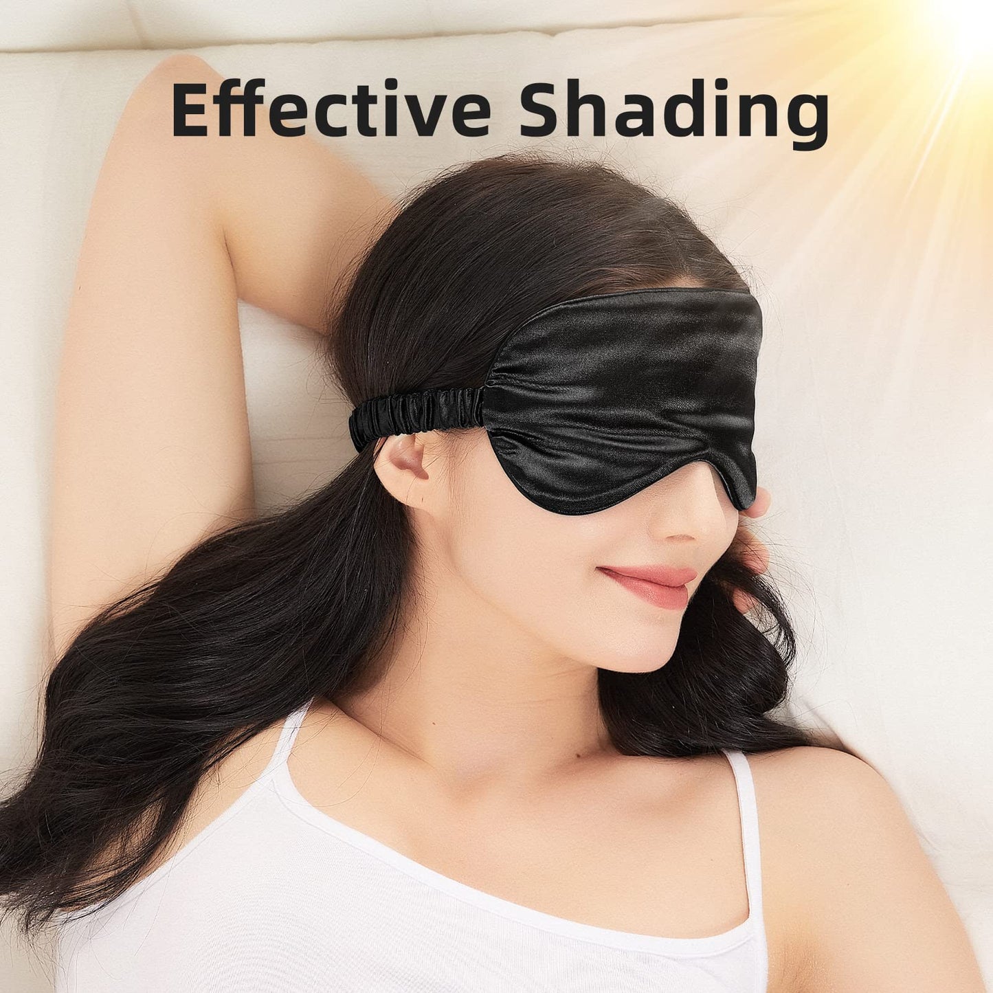 LERSVICVIL 2 Pack Sleep Masks Silky Soft Satin Eye Mask Cover for Women Men Effective Shading Blindfold for Sleeping with Elastic Strap