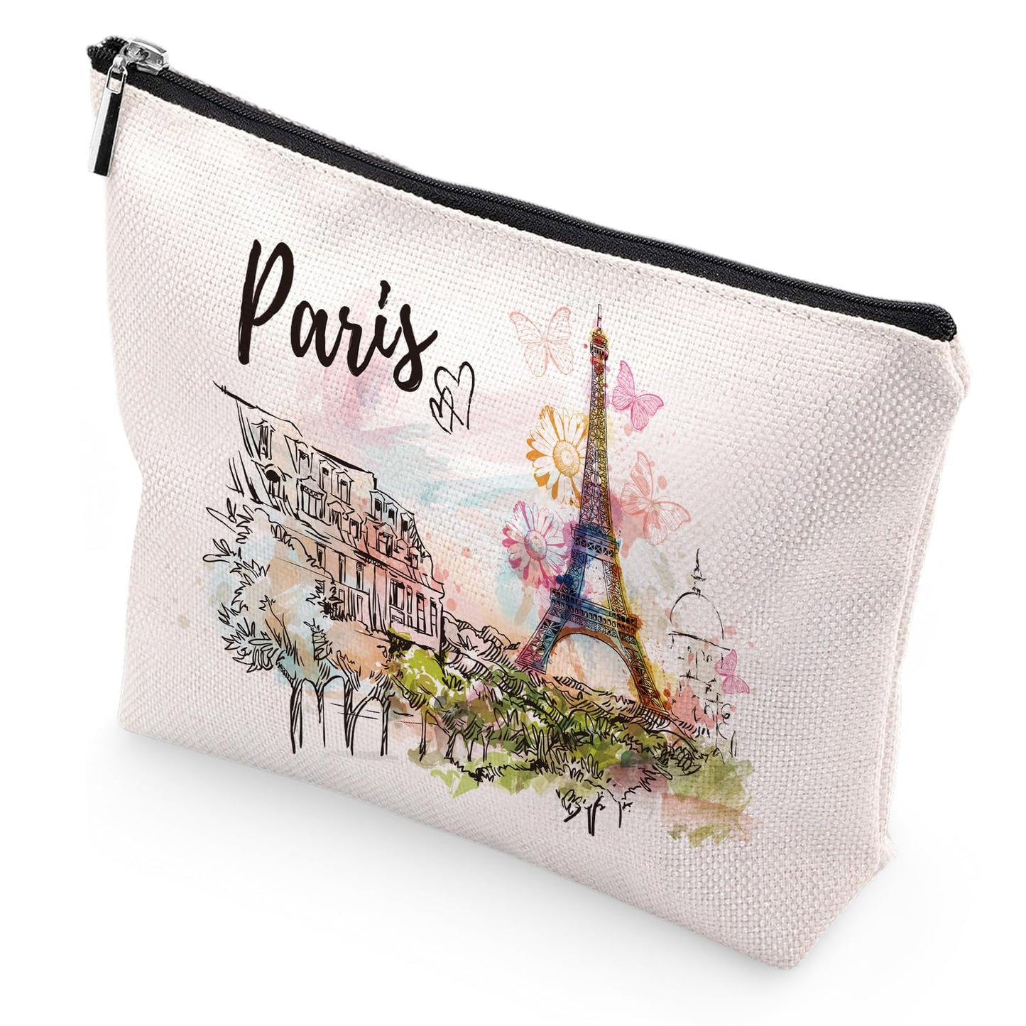 Sitsink Paris Souvenirs Travel Essentials - Eiffel Tower Paris Souvenirs from France, Paris Gifts for Women Small Cosmetic Bag for Purse, Paris Travel Must Haves Small Makeup Bag Gifts for Girls