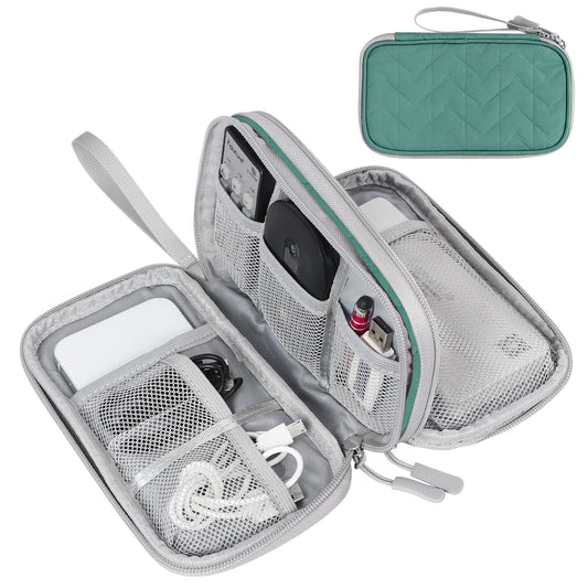 FYY Electronic Organizer, Travel Cable Organizer Bag Pouch Electronic Accessories Carry Case Portable Waterproof Double Layers All-in-One Storage Bag for Cable, Cord, Charger, Phone,-Pattern Green(M)