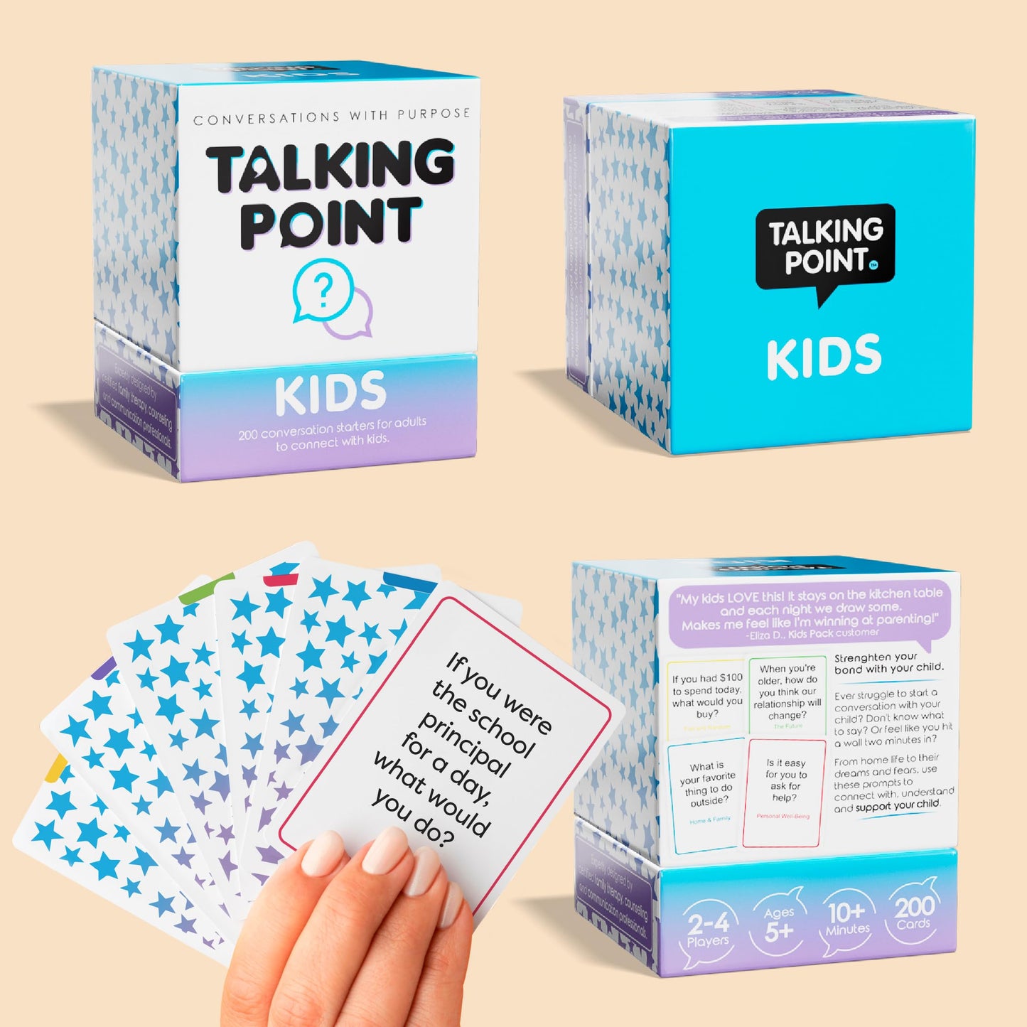 200 Kids Conversation Cards - Help Kids Put Down Tablets and Phones - Get Children to Enjoy Talking and Listening - Great for Car Rides and Family Dinners - A New Way for Kids to Express Themselves