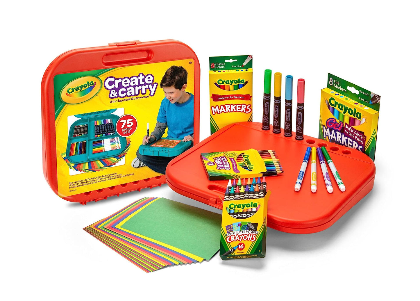 Crayola Create 'N Carry Art Set (75pcs), Art Supplies Kit, Drawing Set for Kids, Arts & Crafts Supplies, Gift for Kids, 5+