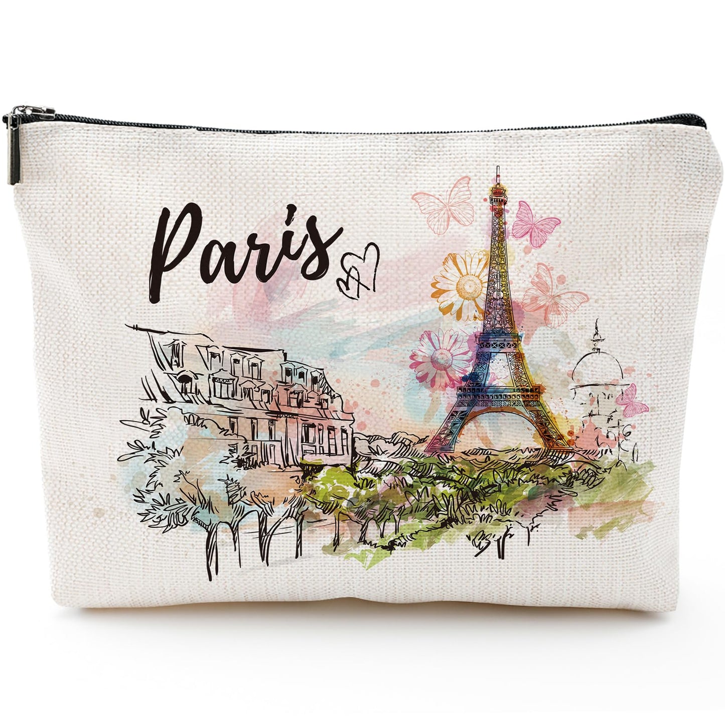 Sitsink Paris Souvenirs Travel Essentials - Eiffel Tower Paris Souvenirs from France, Paris Gifts for Women Small Cosmetic Bag for Purse, Paris Travel Must Haves Small Makeup Bag Gifts for Girls