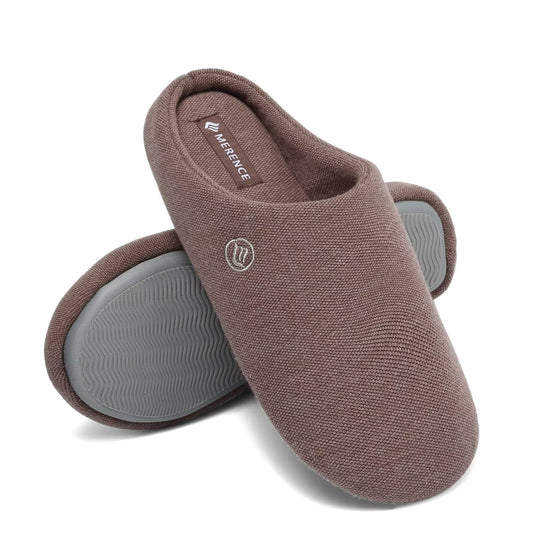 CIOR Unisex Men's and Women's Memory Foam Slippers Comfort Knitted Cotton-blend Closed Toe House Shoes Indoor Scuff -U120WMT002-22-Coffee-M-42.43