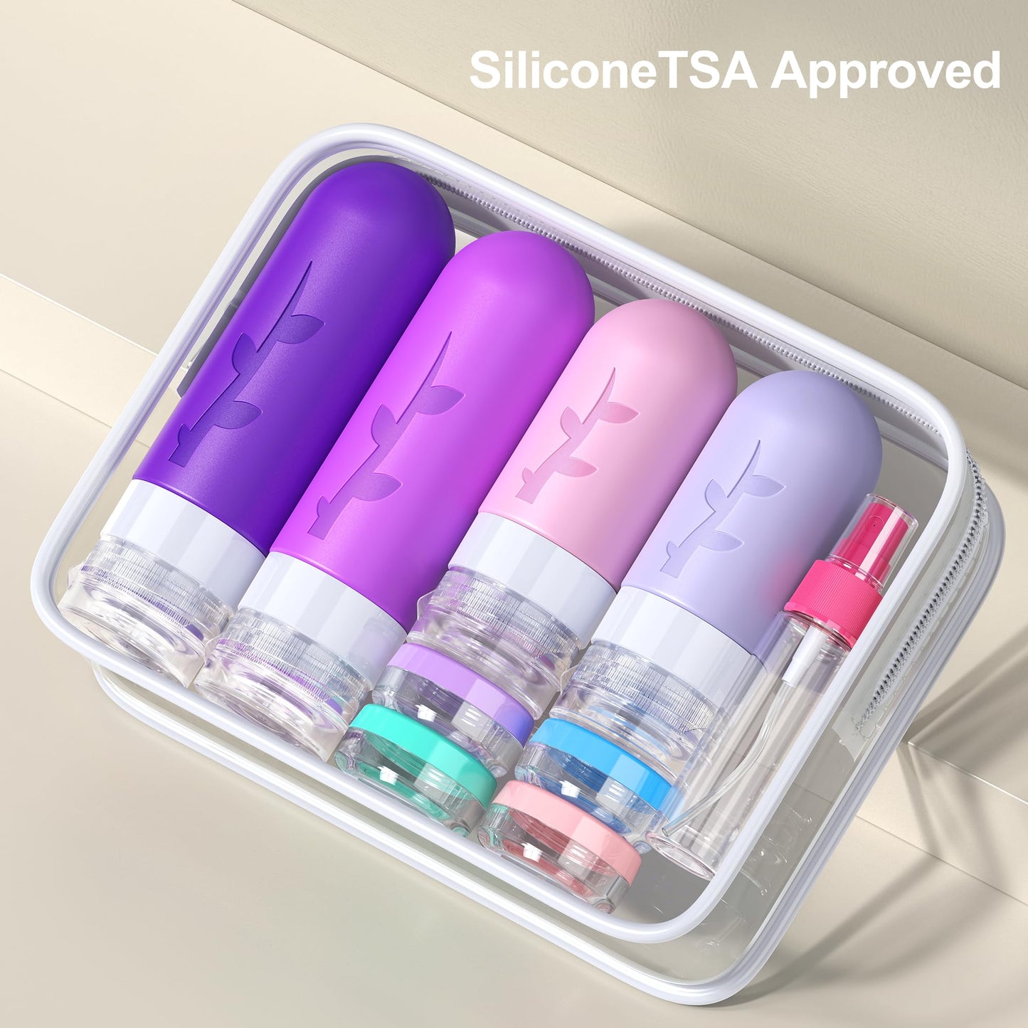 18-Piece Travel Bottle Set for Toiletries (Purple)