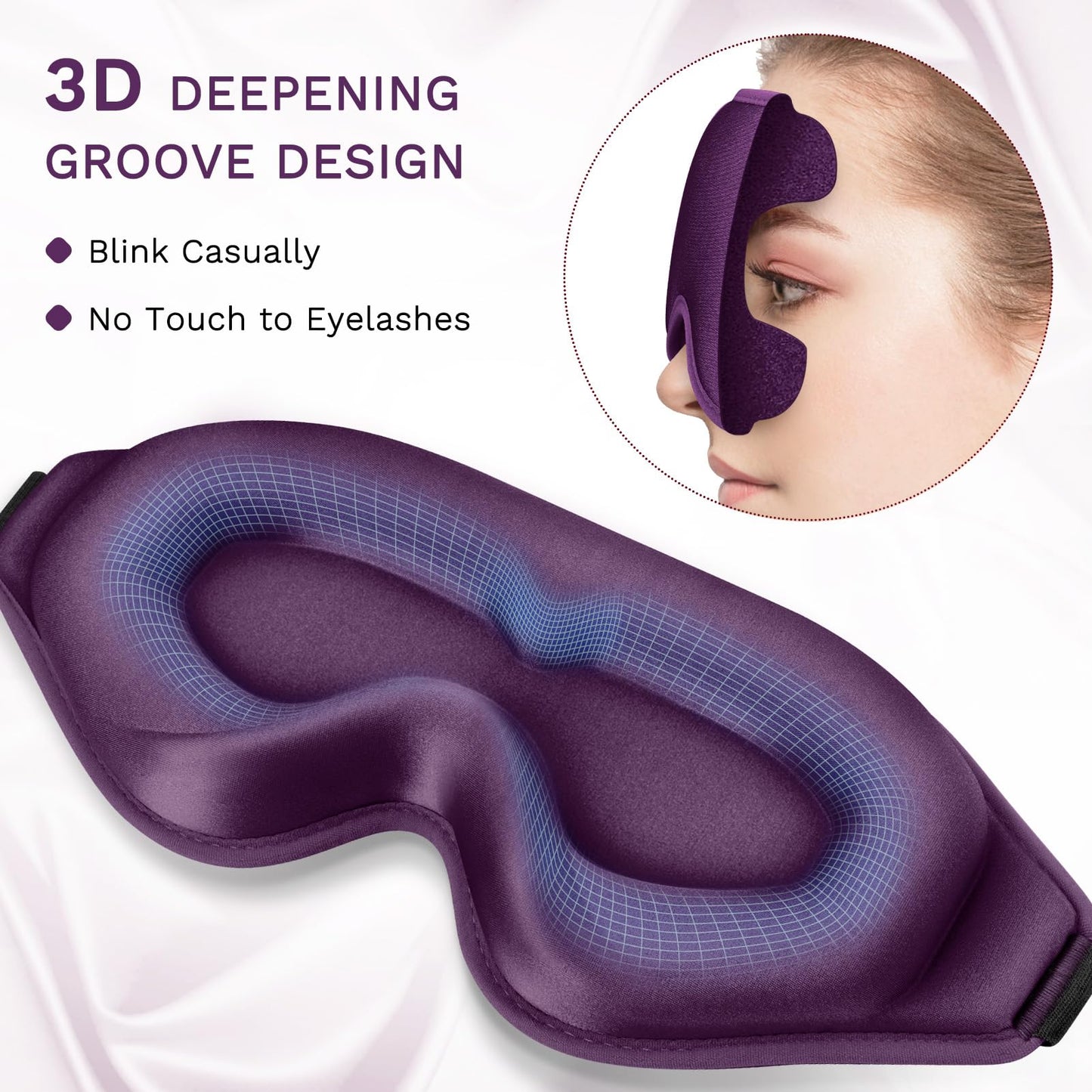 FlyCoco 3D Contoured Sleep Mask that Blocks 99% of Light (Purple)