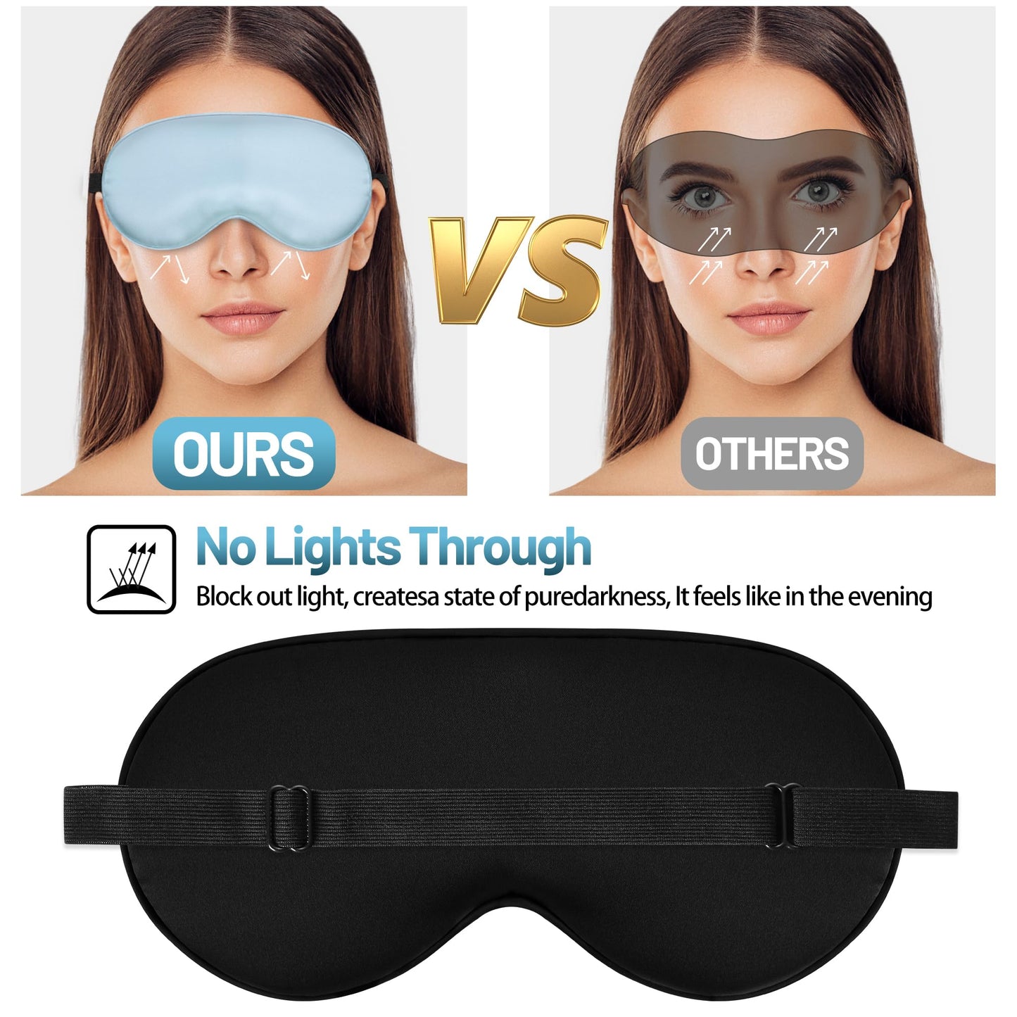 Sleep Mask, Silk Eye Mask for Sleeping with Adjustable Strap, Blindfold Eyeshade for Men & Women, Comfortable & Soft Eye Cover Eyeshade for Night Sleep (Light Blue)