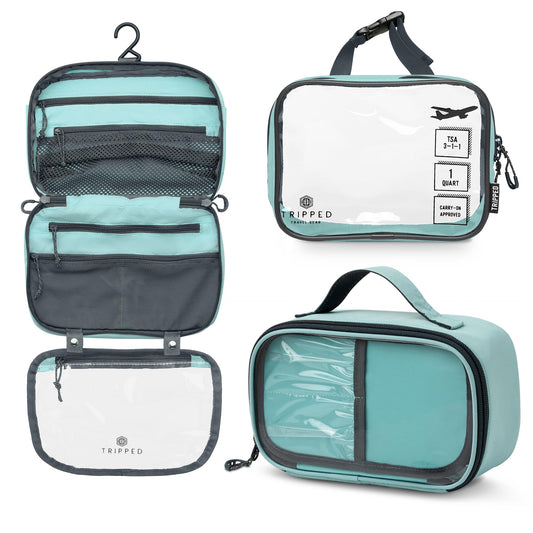 Comprehensive 3-Piece Toiletries Bag Set for Versatile Travel Needs (Dusty Teal)