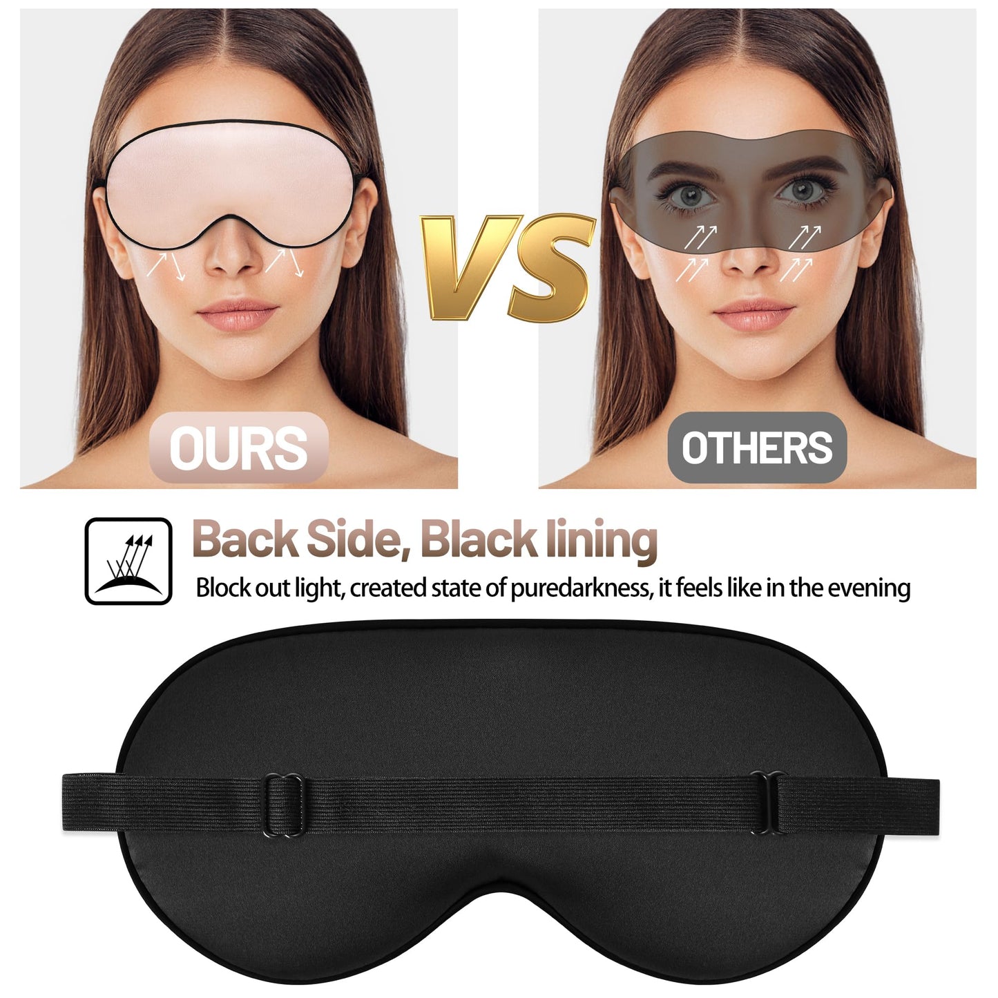 Silk Eye Sleep Mask Adjustable Strap, Comfortable & Soft Eye Mask Satin Eye Mask, Blindfold Eyeshade for Men & Women for A Full Night's Sleep (Pink)