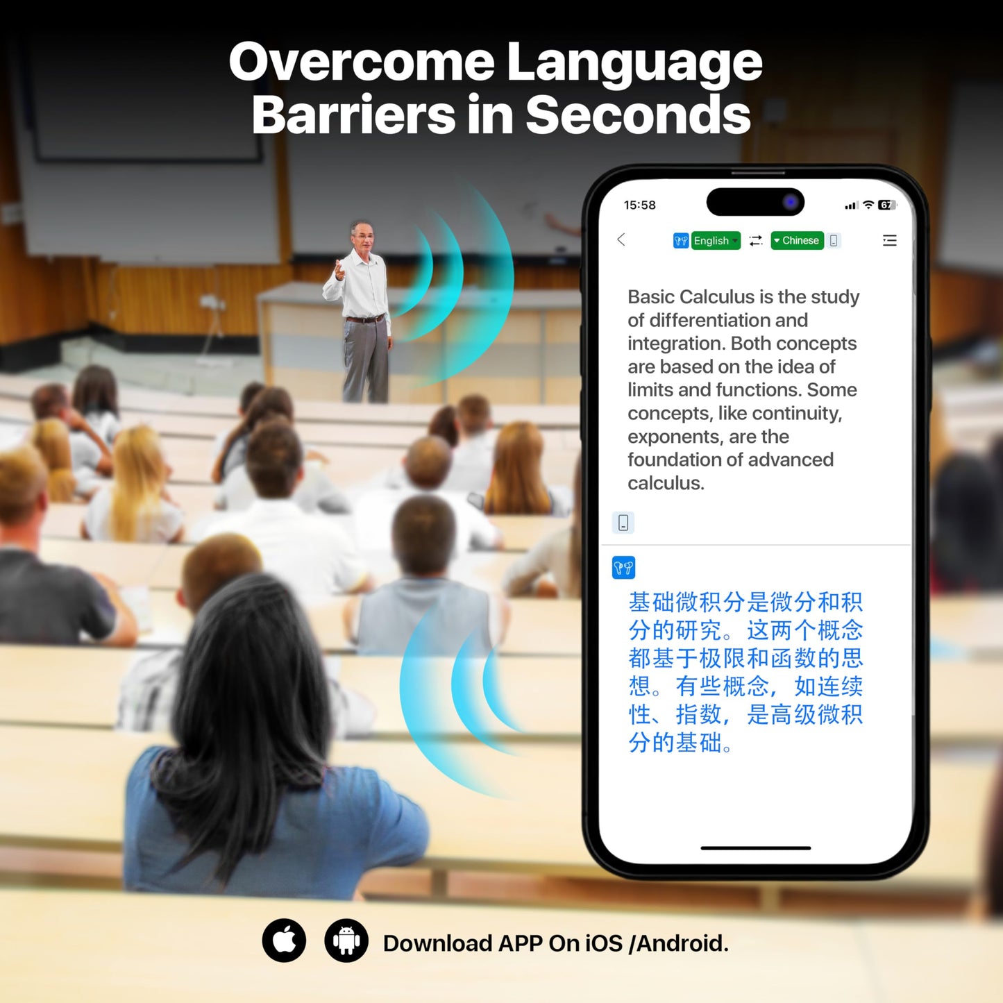 AI Language Translation Earbuds with HD Sound and Long Battery Life (White)