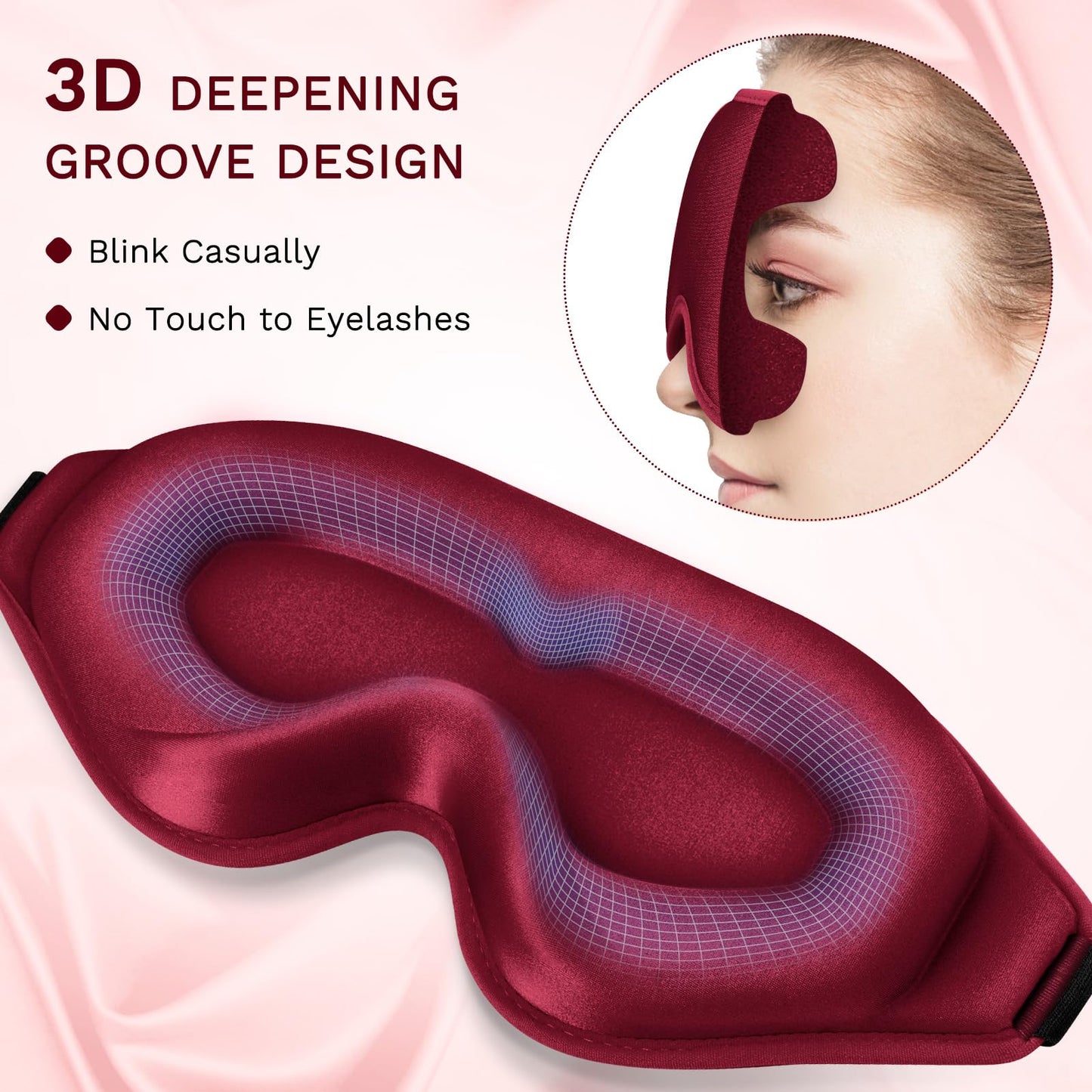 FlyCoco 3D Contoured Sleep Mask that Blocks 99% of Light (Red)