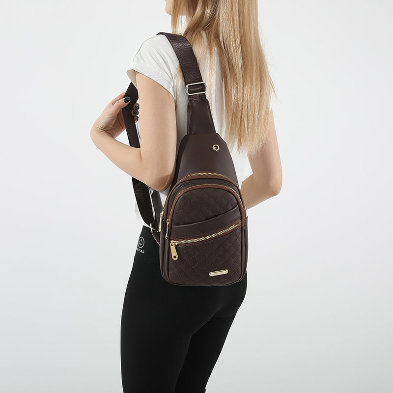 Compact Crossbody Sling Bag with Adjustable Strap and Earphone Hole