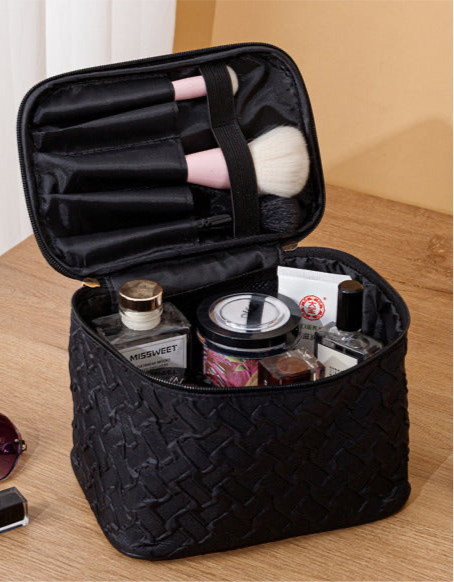 Spacious Travel Cosmetic Bag with Brush Compartment