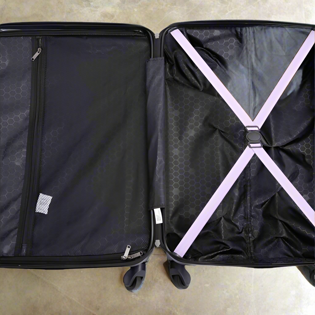 3-piece Luggage Set ABS, With Two Hooks, Swivel Wheels, TSA Lock