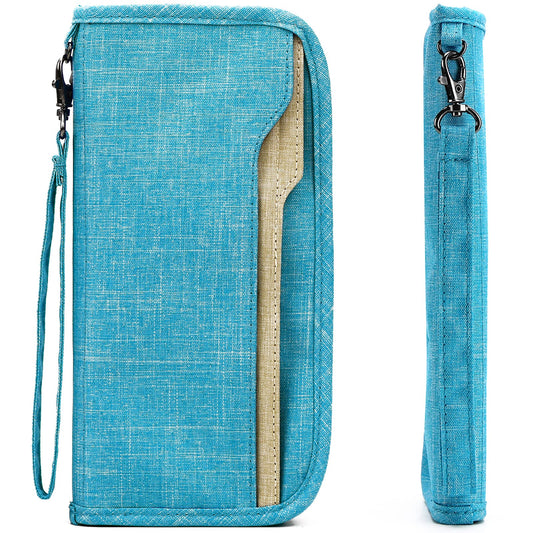 ZOPPEN Passport Wallet, Nylon Material, Includes Card Holders, RFID-Blocking, Lightweight, Cyan Color, Unisex